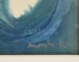 Macskássy Izolda (1945-2021): Arcok. Vegyes technika, selyemkollázs, jelzett. Üvegezett fakeretben. ...