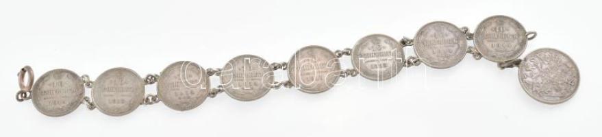 1914-15 Ezüst kopejkásokból készült nyaklánc. 16 g