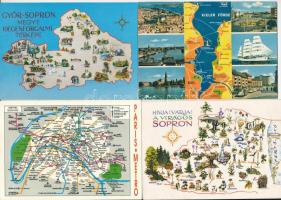 25 db MODERN térképes képeslap / 25 modern map motive postcards