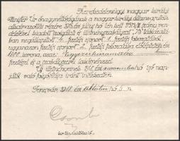 1918 Temesvár, MÁV előléptetési okmány mozdonyvezető részére, üzletvezetői aláírással