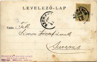 1904 Szerencs, 77. "Lehet adni" zártkörű asztaltársaság a vendéglő kertjében, étterem zené...