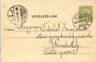 1902 Szombathely, vasúti indóház, vasútállomás, vasutas. Steiner Testvérek kiadása