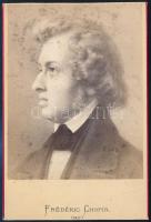 Frédéric François Chopin (1810-1849) lengyel zeneszerző 1837-ben, grafika nyomán készült fénynyomat E.H. Schroeder műterméből, foltos, 16×10,5 cm