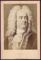 Georg Friedrich Händel (1685-1759) német zeneszerző, grafika nyomán készült fénynyomat Friedrich Bruckmann műterméből,16×10,5 cm