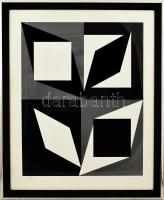 Victor Vasarely (1908-1997): Geometrikus kompozíció . Szitanyomat, papír, utólagos jelzéssel. 58x47 cm. Üvegezett fakeretben.
