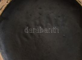 Retró mintás váza, mázas kerámia, Király Károly, jelzett, hibátlan, m: 28 cm