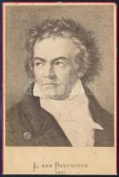 Ludwig van Beethoven (1770-1827) zeneszerző, grafika nyomán készült fénynyomat Friedrich Bruckmann műterméből, kis sérüléssel, 16×10,5 cm