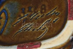 Retró kerámia füles váza, jelzett, hibátlan, m: 16 cm