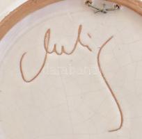 Hiripi Zsuzsanna retró kerámia tál, jelzett, hibátlan, d: 16 cm