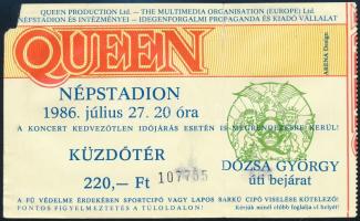 1986 Queen Népstadion koncertjegy kis hiánnyal, hajtva