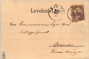 1900 Budapest XXII. Budafok, Kilátás a Macska csárdáról, vasút vagonokkal. Ifj. Simon József kiadása