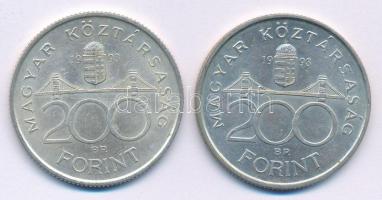 1993. 200Ft Ag "MNB" (2x) T:AU,XF patina
Adamo F13