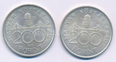 1993. 200Ft Ag "MNB" (2x) T:AU,XF patina, kis ph
Adamo F13
