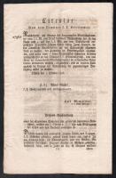 1826 Német és magyar nyelvű rendőrségi körözvény, személyleírással, elkóborolt állatok leírásával