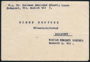 1967 Kelemen Eduárdné Mészöly Laura (Szádeczky-Kardoss Gézáné, 1919-1990) festőművész levele Sárdy B...