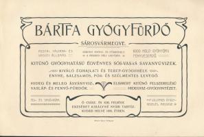 cca 1900 Bártfa gyógyfürdő szecessziós ismertető prospektusa, szecessziós illusztrációkkal, 10p