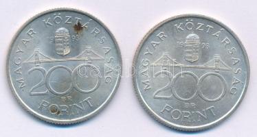 1993. 200Ft Ag "MNB" (2x) T:AU,XF patina
Adamo F13