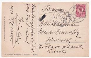 1910 Baku, Bakou; Les fontaines de naphte en flammes / naphtha refinery, oil plant, oil towers, fact...