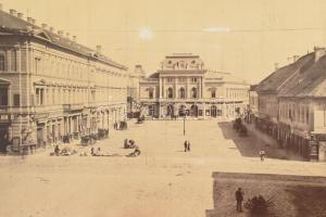 cca 1890 Szeged, Klauzál tér, Kárász utca, Európa Szálloda, Grossmann B., Kiss Zsigmond, Lausevits é...