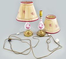 2 db Herendi indiai kosár mintás lámpa, ernyővel, jelzett, kopásokkal, nincs kipróbálva, m: 42 cm