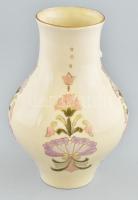 Zsolnay virág mintás váza, jelzett, kopásokkal, m: 18 cm