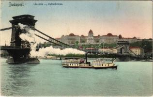 1906 Budapest, Lánchíd, gőzhajó (EK)