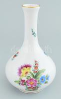 Herendi virág mintás váza. Kézzel festett, jelzett, hibátlan m 16 cm