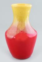 Iparművészeti Vállalat sárga-piros retro kerámia váza Mázas kerámia, jelzés nélkül, hibátlan 25 cm
