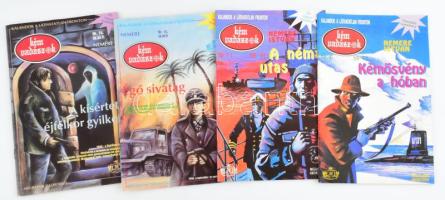 4 db Nemere István ponyvaregény füzet: Kémösvény a hóban, A néma utas, Égő sivatag, A kísértet éjfélkor gyilkol (Kémvadászok 6., 11., 13., 14. sz.)
