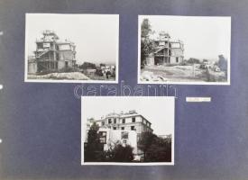 1937 Budapest, Rózsadomb és Rómaifürdő, Várósliget, Somlóhegy, 12 db albumlapra ragasztott fotó, fel...