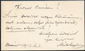 1913 Nagyvárad, dr. Miskolczy Ferenc Bihar vármegye főispánjának (1910. március - 1917. június) sajá...