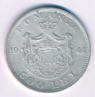 Románia 1944. 500L Ag "I. Mihály" T:XF 
Romania 1944. 500 Lei Ag "Mihai I" C:XF...