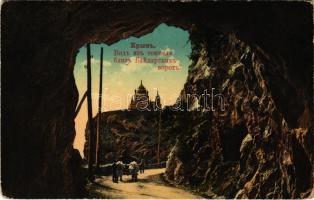 Crimea, Crimée, Krym; tunnel near the Baydar Gate (worn corners)