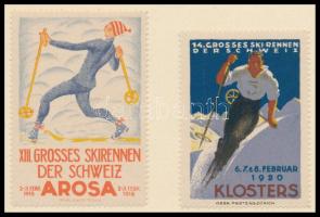 1918-1920 2 db síelést ábrázoló svájci reklámbélyeg / Swiss advertising stamps