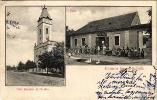 1910 Szil (Sopron), katolikus templom, Fő utca, Szabó Mihály üzlete és saját kiadása (EK)