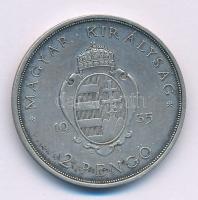 1935. 2P Ag "Pázmány" T:AU patina Adamo P7.1