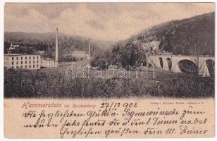 1902 Liberec, Reichenberg; Hammerstein bei Reichenberg / Hamrstejn / railway bridge, factory (EK)