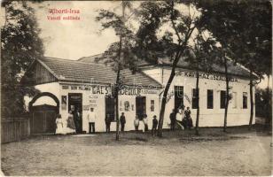 1912 Albertirsa, Alberti-Irsa; Vasúti szálloda és kávéház, Gál S. vendéglője és szállodája, bor, sör és pálinka, Haggenmacher sör reklám (EK)