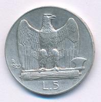Olaszország 1929R 5L Ag "III. Viktor Emánuel" T:XF 
Italy 1929R 5 Lire Ag "Vittorio ...