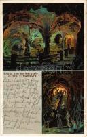 1901 Hamburg, Gruss von der Bergfahrt in Tirol, Rutschbahn / ghost train ride, slide. Kunst-Anstalt v. H. A. J. Schultz litho (small tear)