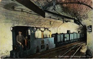 Chorzów, Königshütte (Oberschlesien); Elektrische Förderung unter Tage. Bergbau-Serie. Orig. Aufn. u. Verlag von Max Steckel / electric mining underground, industrial railway, train (EK)