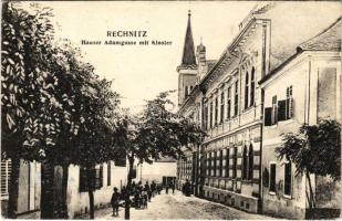 Rohonc, Rechnitz; Hauser Adamgasse mit Kloster / Hauser Adam utca zárdával. Adolf Stelczer kiadása / street view, nunnery (EB)