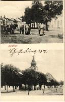 1912 Zurány, Zarándfalva, Zurndorf; Fő utca, templom. Matthesz J. kiadása / main street, church