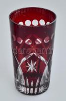 Dúsan csiszolt ólomkristály bordó boros pohár, 6 db, original dobozban, hibátlan, m: 11 cm