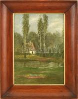 Gulácsy Lajos (1882-1932): Ház a fák között, 1900 körül. Olaj, vászon, fára ragasztva. Jelezve balra...