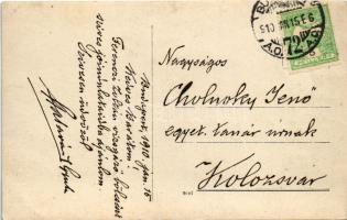 1910 Budapest III. Óbuda, Kiscelli Mésztufa. photo - Cholnoky Jenőnek címzett levél