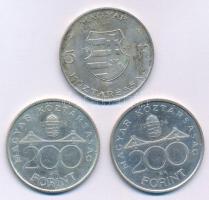 1947. 5Ft Ag "Kossuth" + 1994. 200Ft Ag "Deák" (2x) T:AU,XF patina