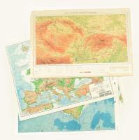 5 db 3d-s dombornyomott műanyag térkép: Csehszlovákia, Európa 2x, Dél- és Észak Amerika. ca 40x60 cm