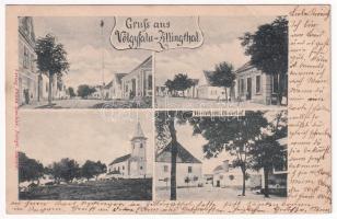 1903 Völgyfalva, Völgyfalu, Zillingtal; Kirche, Herrschaft. Maierhof / templom, uradalom, Franz Biechler üzlete és saját kiadása / church,manor, shop (EB)