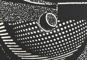 Joseph Kádár (1936-2019): Dualista kompozíció. Szitanyomat, papír, jelzett, számozott (100/100), hát...